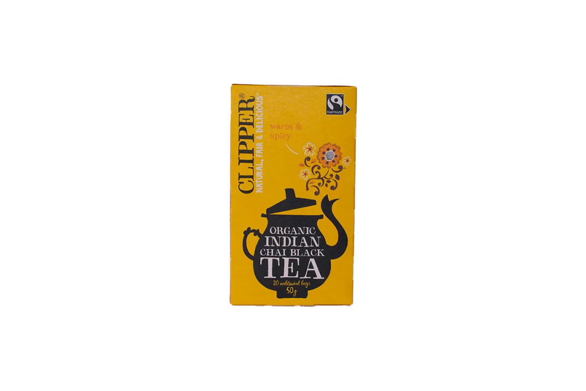 fair trade produkter - Orange æske te med chai-smag.