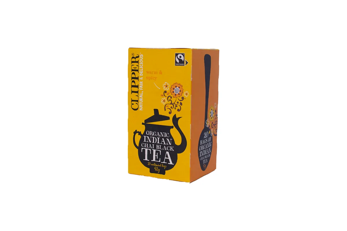 fair trade produkter - Orange æske te med chai-smag.